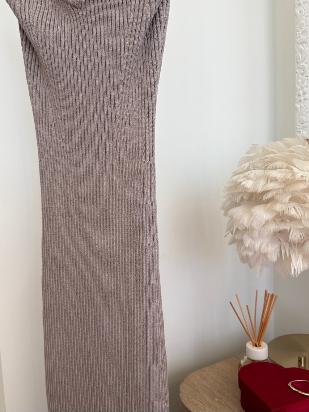 Zara Knit Bodycon Midi Dress in Taupe - Picture 6 of 11